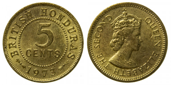 Британский Гондурас, 5 центов 1973 год,