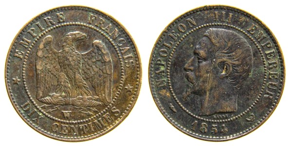 Франция, 2 сантима 1854 год