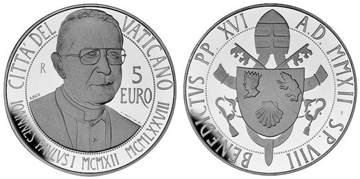 Ватикан, 5 евро 2012 год, 100 лет Иоанну Павлу I, ПРУФ