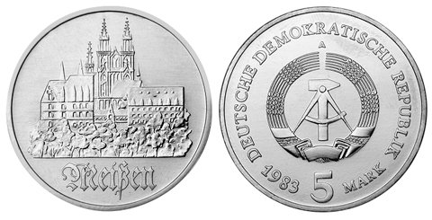 ГДР, 5 марок 1972 год, 640 лет городу Мейсен