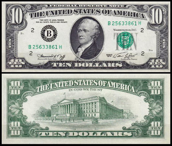 США 10 долларов 1974 (UNC Pick 457) Federal Reserve Note