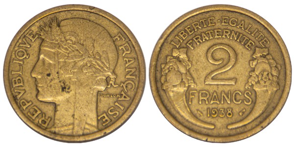Франция, 2 франка 1938 год