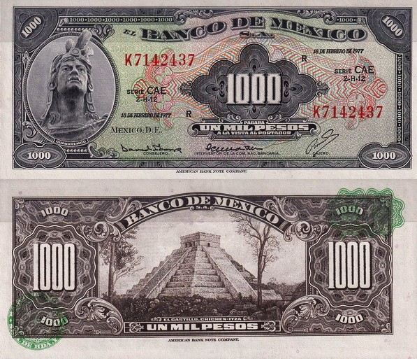 Мексика 1000 песо 1977 (UNC Pick 52t)