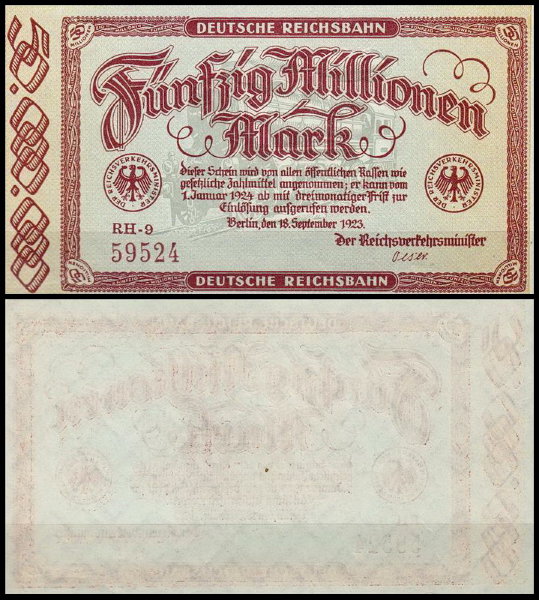 Берлин 50.000.000 марок 1923 (UNC Pick S1016) Берлин 50.000.000 марок 1923 (UNC Pick S1016)