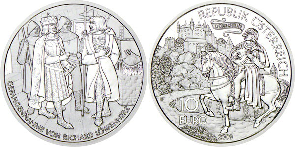 Австрия, 10 евро 2009 год, Ричард Львиное Сердце