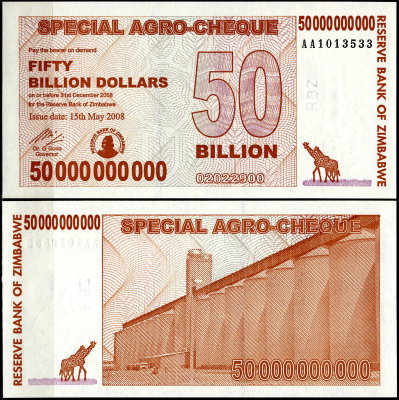 Зимбабве 50 000 000 000 долларов 2008 (UNC Pick 63)
