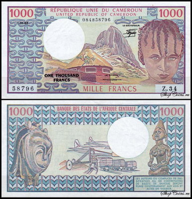 Камерун 1000 франков 1984 (AUNC Pick 21)