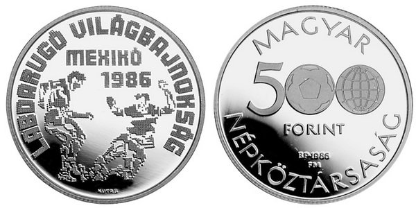 Венгрия, 500 форинтов 1986 год, ЧМ по футболу в Мексике, Футболисты, ПРУФ