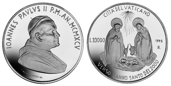 Ватикан, 10000 лир 1995 год, Рождение Иисуса, ПРУФ