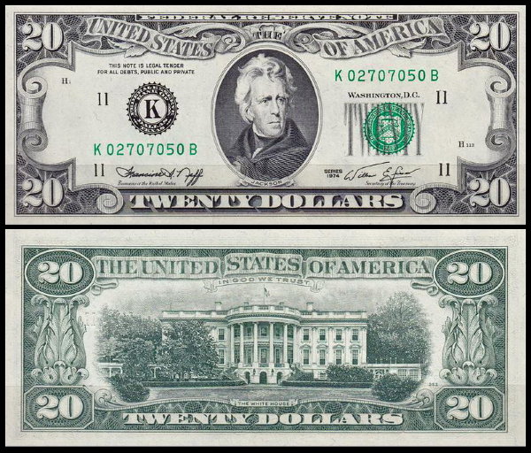 США 20 долларов 1974 (UNC Pick 458) Federal Reserve Note