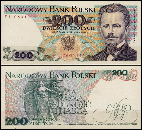 Польша 200 злотых 1988 (UNC Pick 144c)