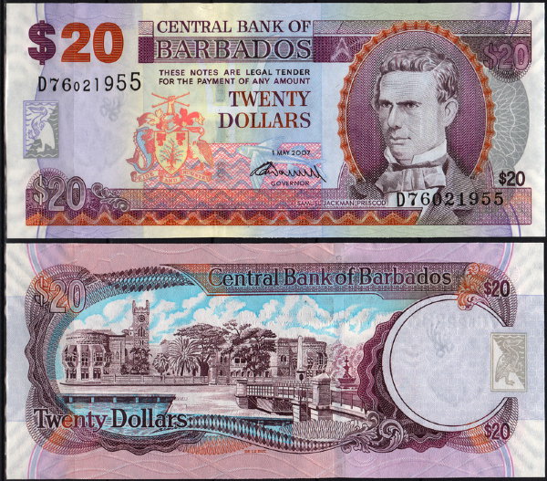 Барбадос 20 долларов 2007-2009 (UNC Pick 69)