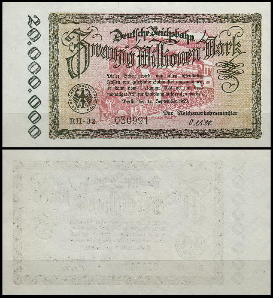Берлин 20.000.000 марок 1923 (UNC Pick S1015) Берлин 20.000.000 марок 1923 (UNC Pick S1015)
