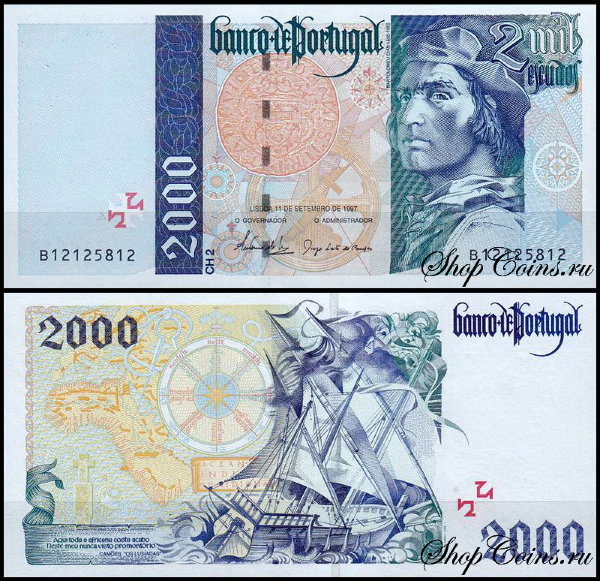 Португалия 2000 эскудо 1997 (UNC Pick 189c)