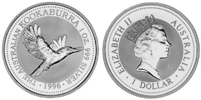 Австралия, 1 доллар 1996 (PROOF, серебро) Кукабара