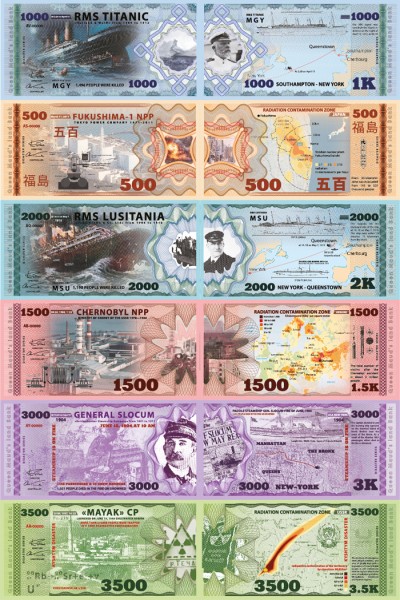 Земля Королевы Мод Набор из 6 банкнот 2020-2022, Мировые катастрофы UNC