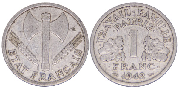Франция, 1 франк 1942 год