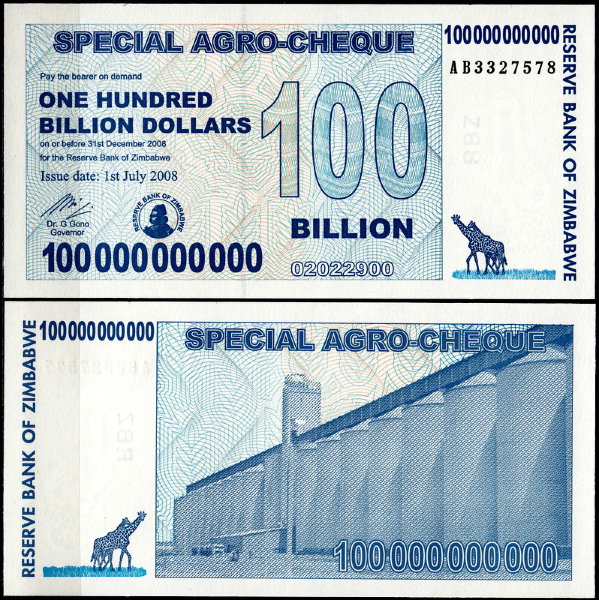 Зимбабве 100 000 000 000 долларов 2008 (UNC Pick 64)