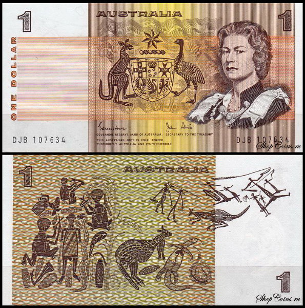 Австралия 1 доллар 1983 (UNC Pick 42d) Johnston-Stone