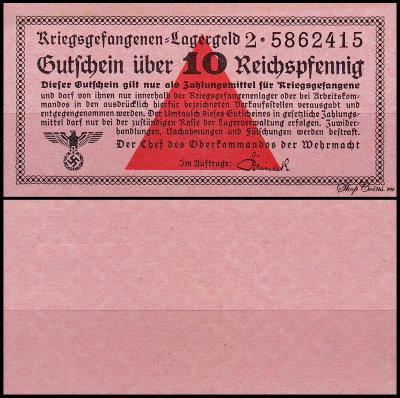 Германия 10 пфеннигов 1939-1945 UNC Для лагерей военнопленных