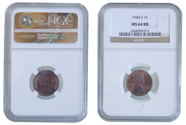 США, 1 цент 1945-S год, NGS MS64
