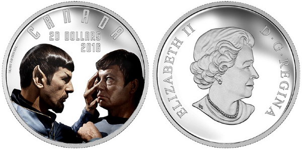 Канада, 20 долларов 2016 год, Стар Трек: зеркало, ПРУФ