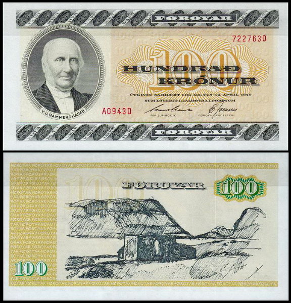Фарерские острова 100 крон 1994 (UNC Pick 21)