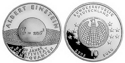 Германия, 10 евро 2005 J (PROOF) 100-летие Теории относительности Эйнштейна