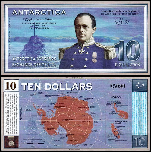 Антарктические территории 10 долларов 2001 год. UNC
