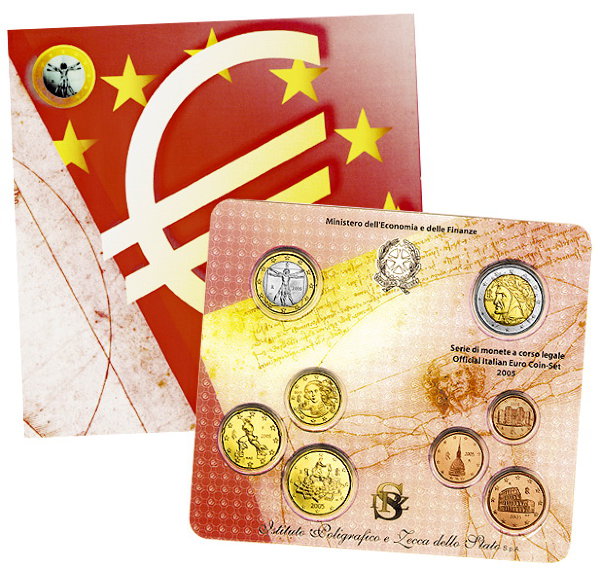 Италия, Набор монет 2005 года (буклет)