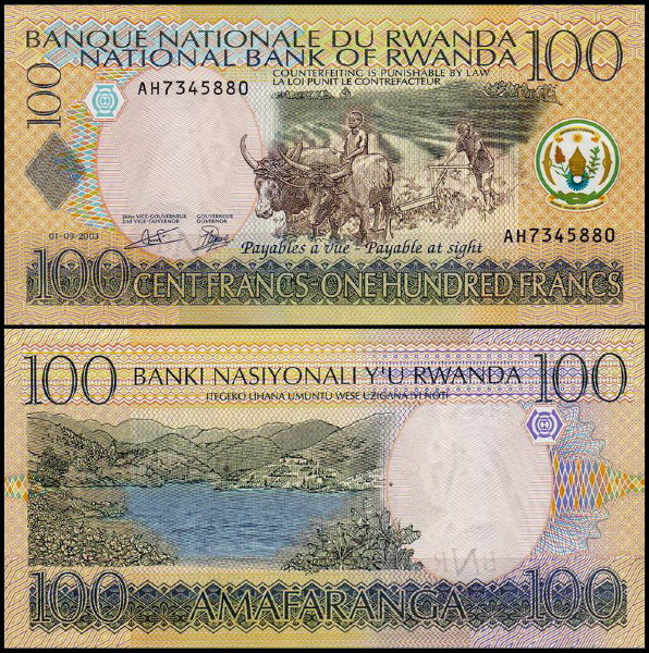 Руанда 100 франков 2003 (UNC Pick 29)