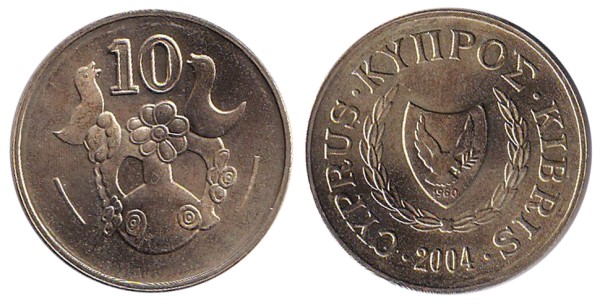 Кипр, 10 центов 2004 год