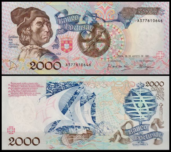 Португалия 2000 эскудо 1991 (UNC Pick 186b)