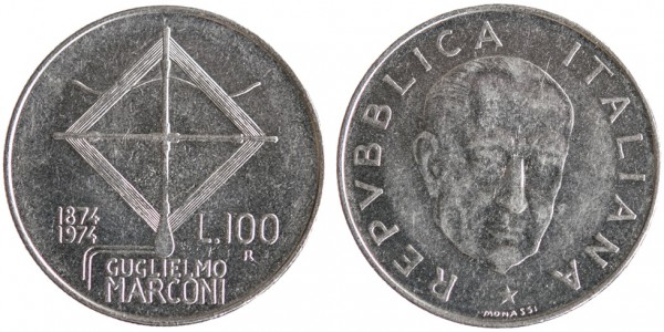 Италия, 100 лир 1974 год, UNC