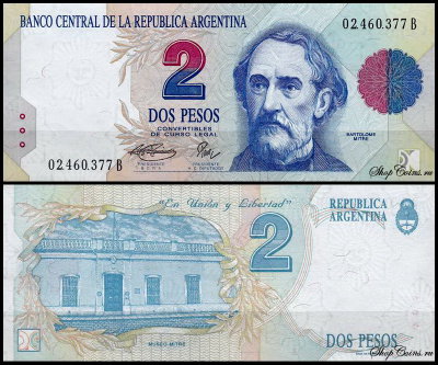 Аргентина 2 песо 1992-1994 (UNC Pick 340)