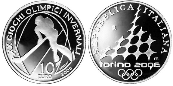 Италия, 10 евро 2005 год, Олимпиада в Турине - Хоккей, ПРУФ