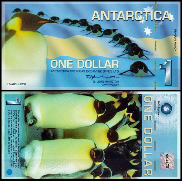 Антарктические территории 1 доллар 2007 год. UNC