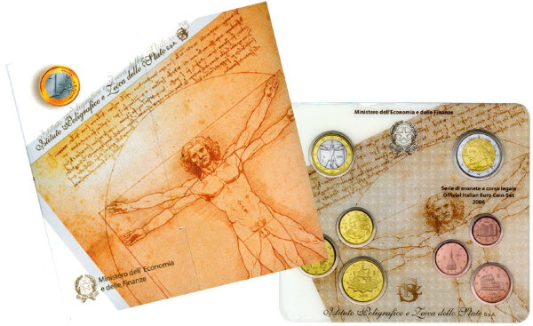 Италия, Набор монет 2006 года (буклет)