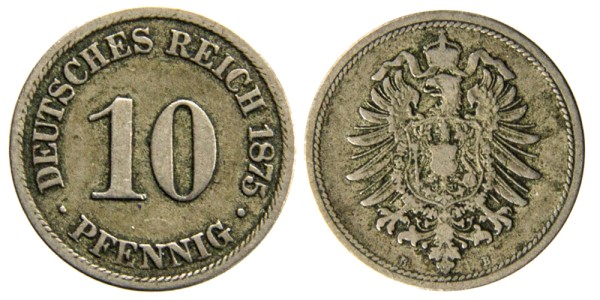 Германия, 10 пфеннингов 1875 год