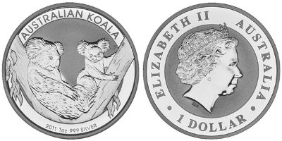 Австралия, 1 доллар 2011 (PROOF, серебро) Коала