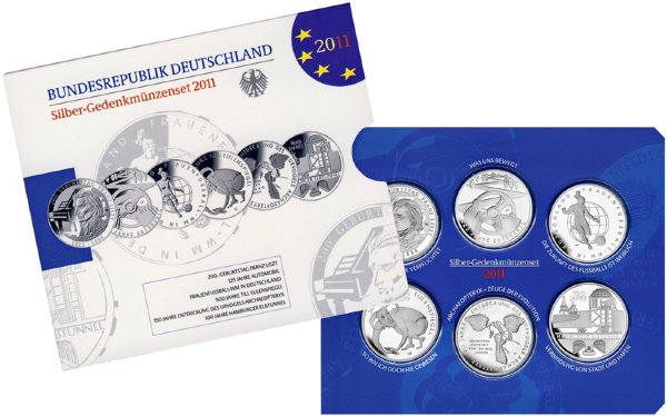ФРГ, Набор серебряных монет 2011 года, ПРУФ