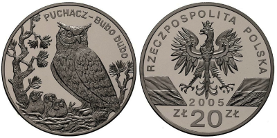 Польша 20 злотых 2005 год - Филин