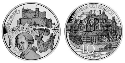 Австрия, 10 евро 2014 год, Крепость Хоэнзальцбург, ПРУФ