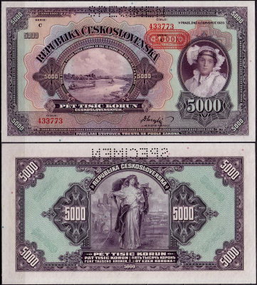Чехословакия 5000 крон 1920 (UNC Pick 19s)