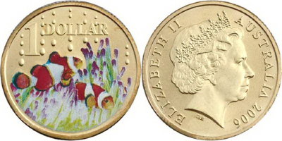 Австралия, 1 доллар 2006 (UNC, бронза) Рыба-клоун