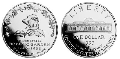 США, 1 доллар 1997 год, 175 лет Ботаническому саду, ПРУФ