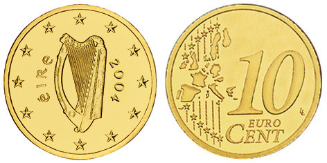 Ирландия, 10 центов 2004 (UNC, латунь)