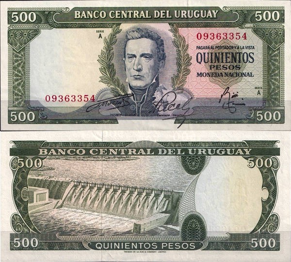 Уругвай 500 песо 1967 (UNC Pick 48a)