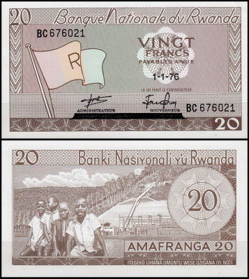 Руанда 20 франков 1976 (UNC Pick 6e)
