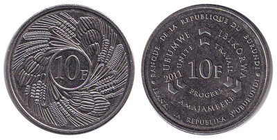 Бурунди, 10 франков 2011 год